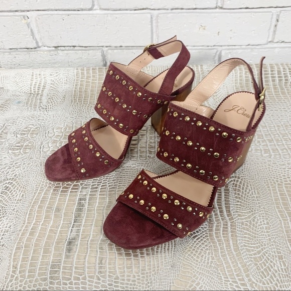 J. Crew Stella Red Heels in Studded Suede - Picture 2 of 8